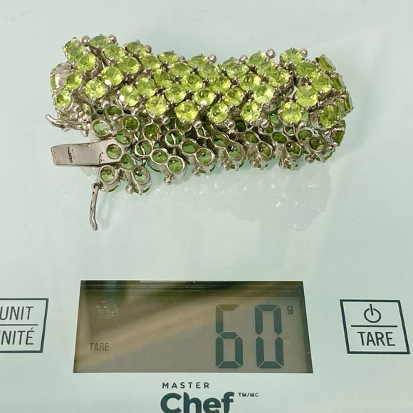 Encrusted Sterling & Natural Green Peridot Gemstone Bracelet, August Birthstone - Picture 11 of 11